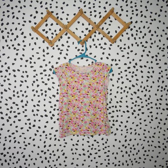 BKind Floral Print Girls Ruffle Short Sleeve Shirt - Picture 1 of 6
